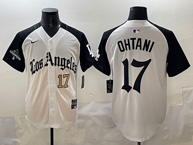 Men 2025 Los Angeles Dodgers #17 Ohtani White black Five generations Joint Name Nike MLB Jersey style 5261